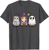 Cavy Crew Halloween Guinea Pig Art Cute Guinea Pig Halloween Witch Mummy Ghost T-Shirt - Dark Heather Grey