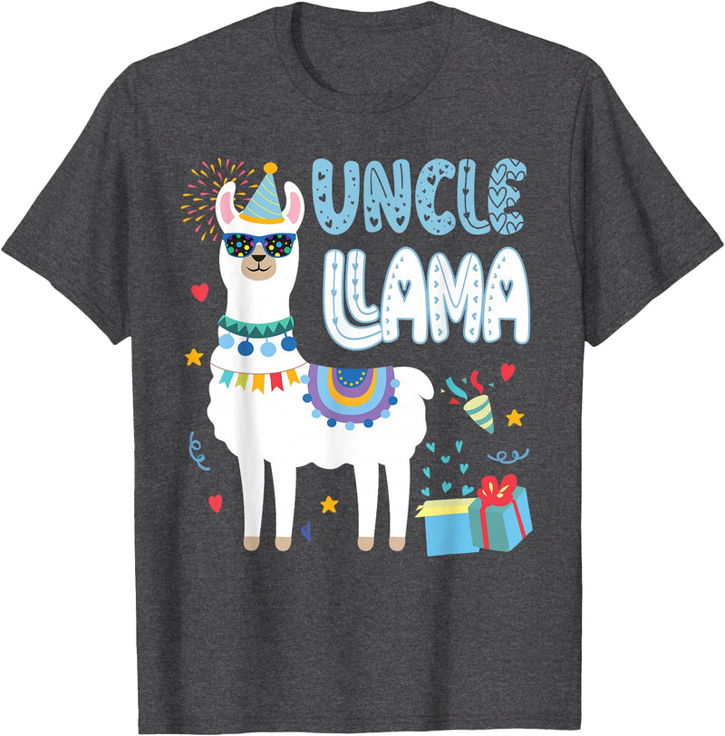 Family Matching Llama Birthday Party Supplies Uncle Llama Uncle Of The Birthday Boy Girl Llama Birthday T-Shirt - Dark Heather Grey