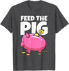 Take Saving Seriously Feed The Pig Piggy Bank T-Shirt - Dark Heather Grey