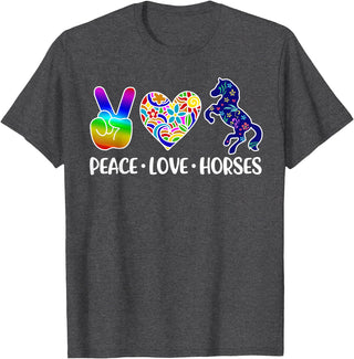 Peace Love Horses Clothing Peace Love Horses T-Shirt - Dark Heather Grey