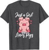 Just A Girl Who Loves Pigs. T-Shirt - Dark Heather Grey