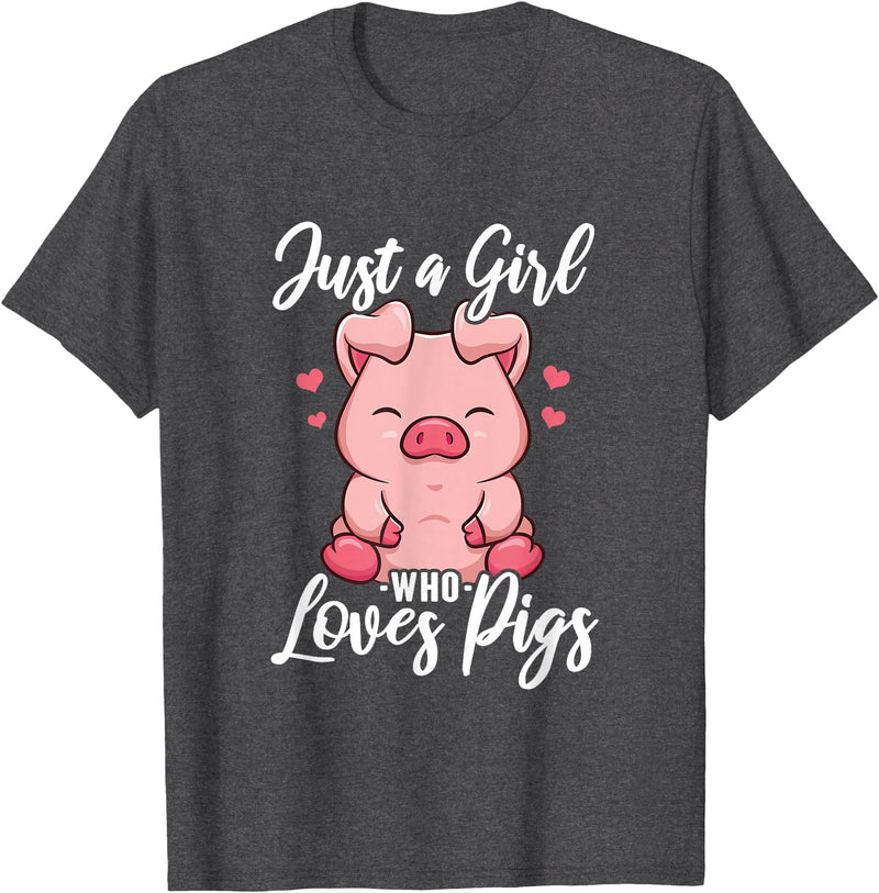 Just A Girl Who Loves Pigs. T-Shirt - Dark Heather Grey