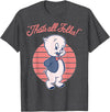 Looney Tunes Porky Pig That's All Folks Lined Portrait T-Shirt - Dark Heather Grey