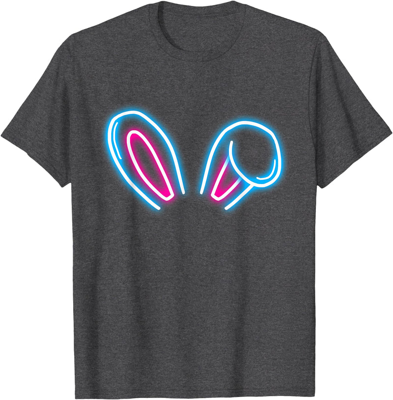 Blue Magenta Bunny Ears Cute Rabbit Pet Rabbit Lover Gift T-Shirt in Dark Heather Grey