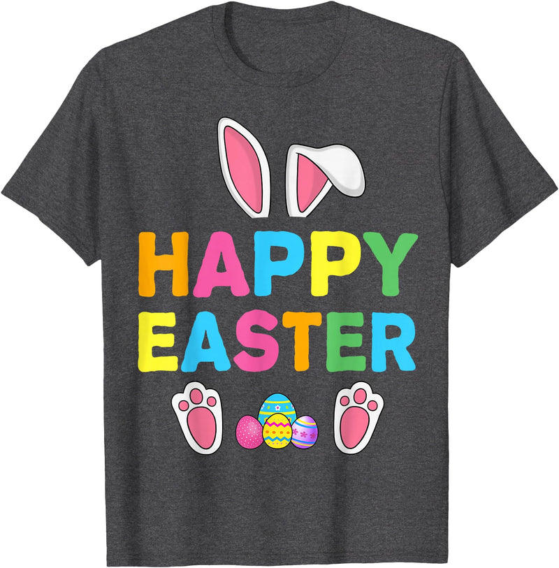 Happy Easter Bunny Rabbit Face Funny Easter Day Women Girls T-Shirt in Dark Heather Grey