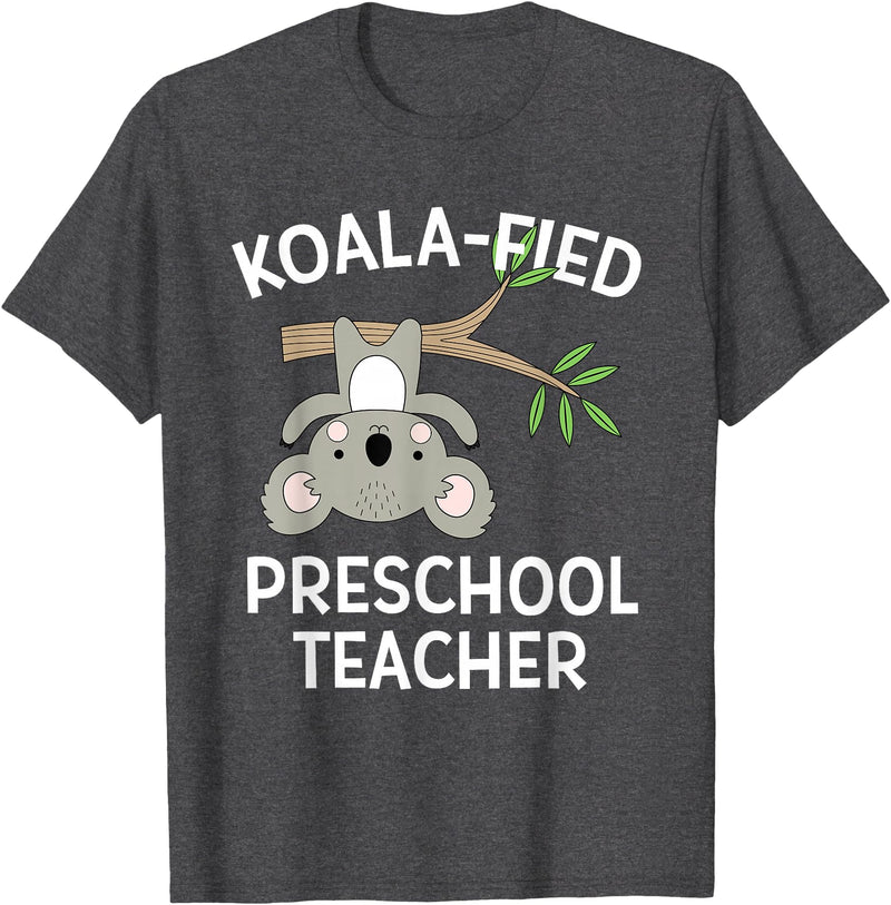 Preschool Teacher Gifts and Apparel Cute Koala Preschool Teacher T-Shirt Funny Pun Gift T-Shirt - Dark Heather Grey