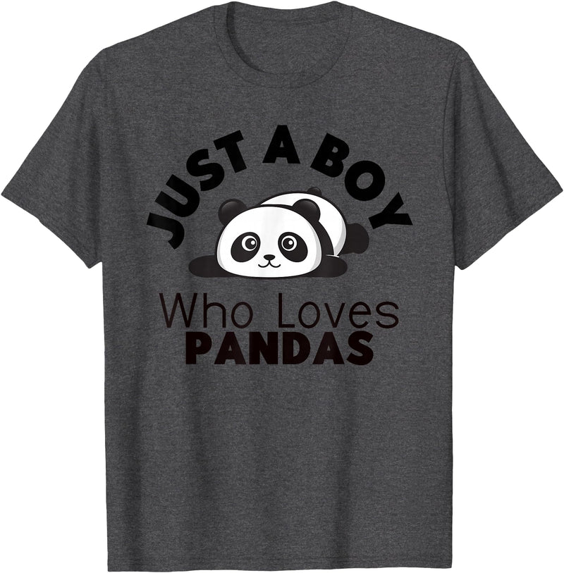Panda Lover Designs Just A Boy Who Loves Pandas Cute Panda Bear T-Shirt - Dark Heather Grey