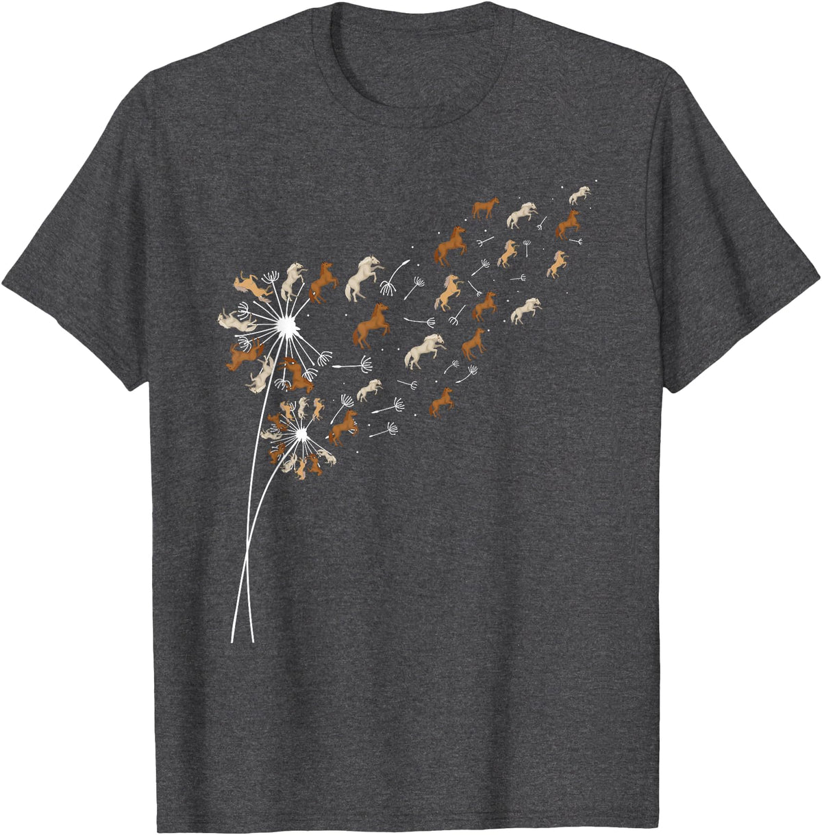 Funny Horse Shirts Dandelion Horses - Horse Lovers Rider T-Shirt - Dark Heather Grey