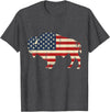 Bison American Buffalo Patriotic Heritage Lr Vintage Buffalo American Flag USA Bison Lover Wildlife T-Shirt - Dark Heather