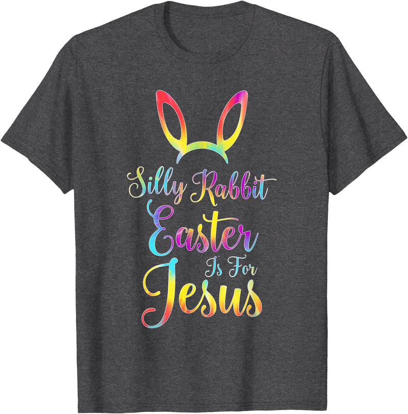 Christian Easter Silly Rabbit Easter Is for Jesus T-Shirt in Dark Heather Grey