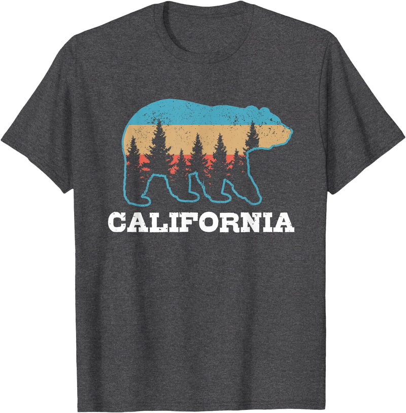 Vintage California Souvenirs & Gifts Vintage California Retro Bear Grizzly Nature Souvenir T-Shirt - Dark Heather Grey