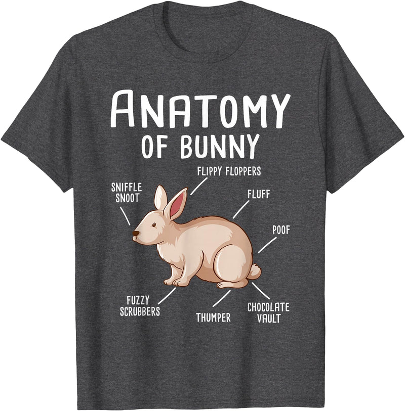 Anatomy of Bunny - Rabbit Lover Zookeeper Farmer Mammals T-Shirt in Dark Heather Grey