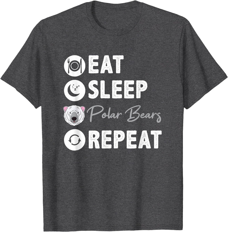 Hiking Lover Design Eat Sleep Polar Bears Repeat T-Shirt - Dark Heather Grey