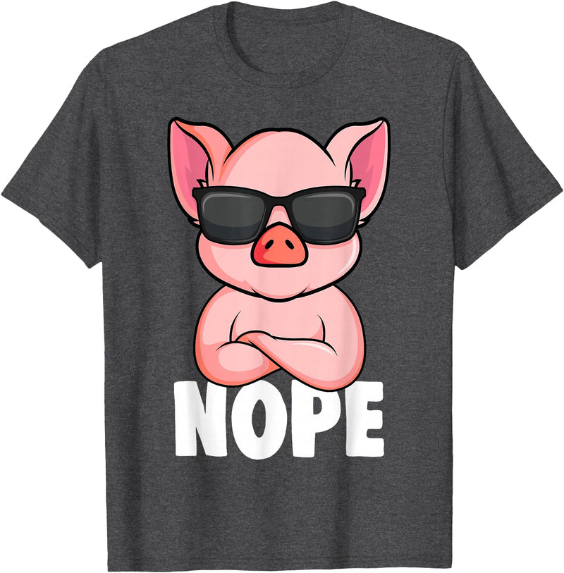 Funny Pig Lover & Owner Gift Ideas Pigs Nope Pig Children Girls Pig T-Shirt - Dark Heather Grey