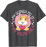 Cute Guinea Pig Lover HS0 Guinea Pig Valentines Day My Guinea Pig Is My Valentine T-Shirt - Dark Heather Grey
