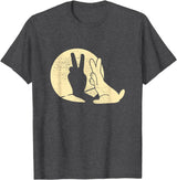 Rabbit Shadow Peace Sign T-Shirt in Dark Heather Grey