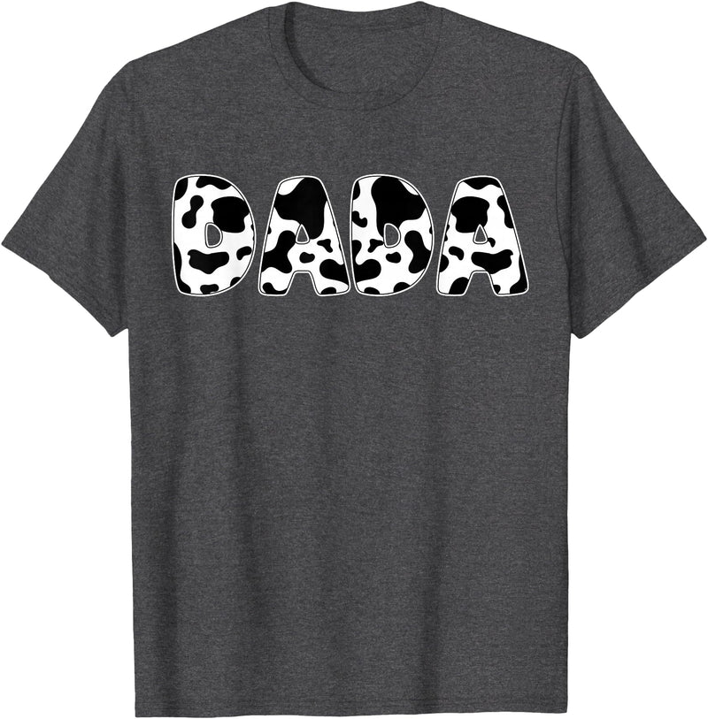 Family Matching Gifts Cow Dada Cow Print Cow Pattern Father's Day T-Shirt - Dark Heather Grey