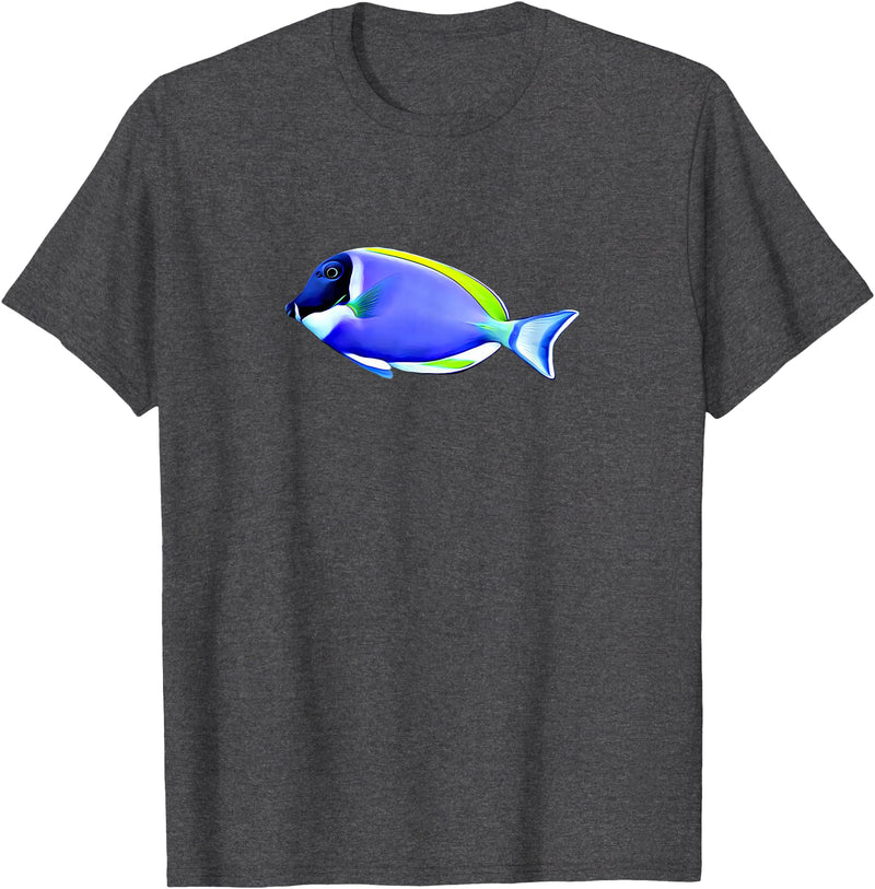 Saltwater reef aquarium fish tank shirt Powder Blue Tang Saltwater Reef Aquarium Shirt T-Shirt - Dark Heather Grey
