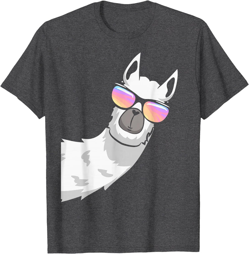 Llama Lover Gifts Collection Llama With Sunglasses Kids Boys Toddler Novelty T-Shirt - Dark Heather Grey