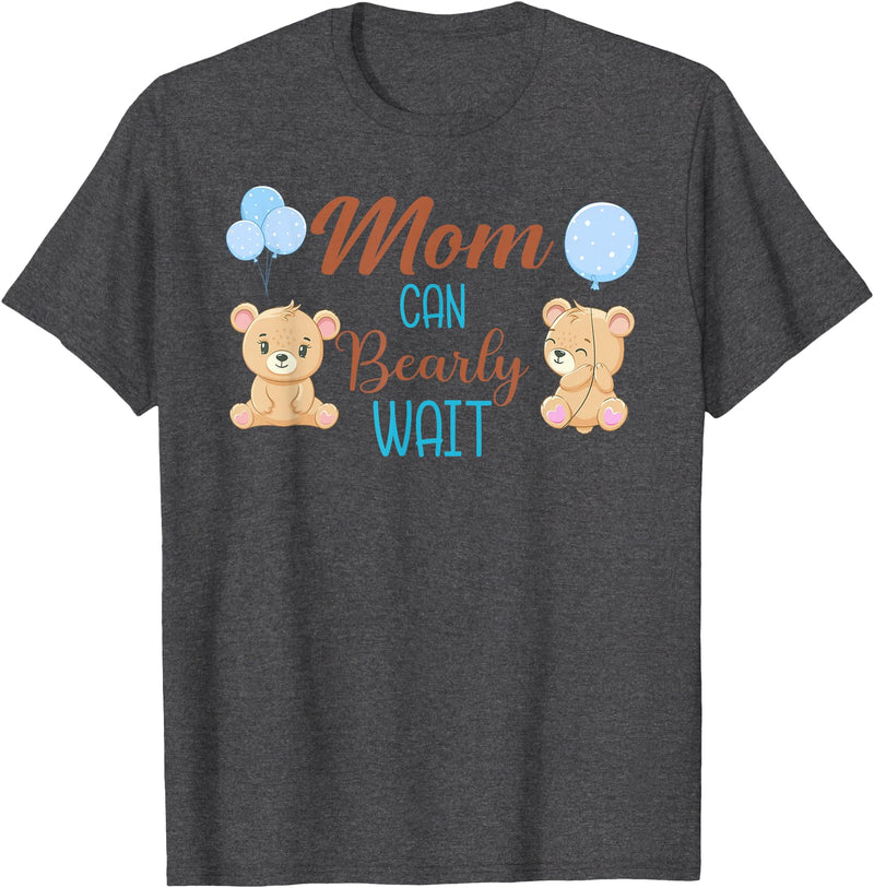 Family Baby Shower Gifts Mom Can Bearly Wait Bear Gender Neutral Boy Baby Shower T-Shirt - Dark Heather Grey