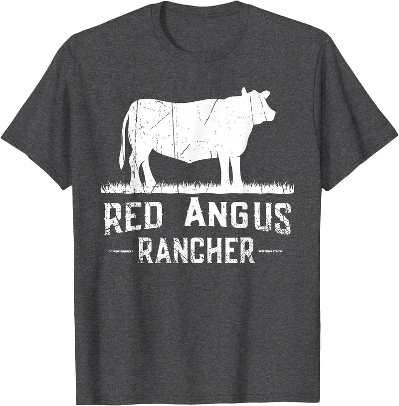 Funny Red Angus Farmer Gift for Cattle Lover Cow Breeder - Red Angus Rancher T-Shirt - Dark Heather Grey