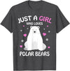 Funny Polar Bear Lover Apparel & Gift Ideas Just A Girl Who Loves Polar Bears Girls Polar Bear Gift T-Shirt - Dark Heather Grey