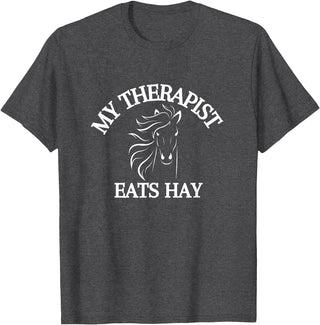 My Therapist Eats Hay Co. My Therapist Eats Hay Funny Horse Lover T-Shirt - Dark Heather Grey
