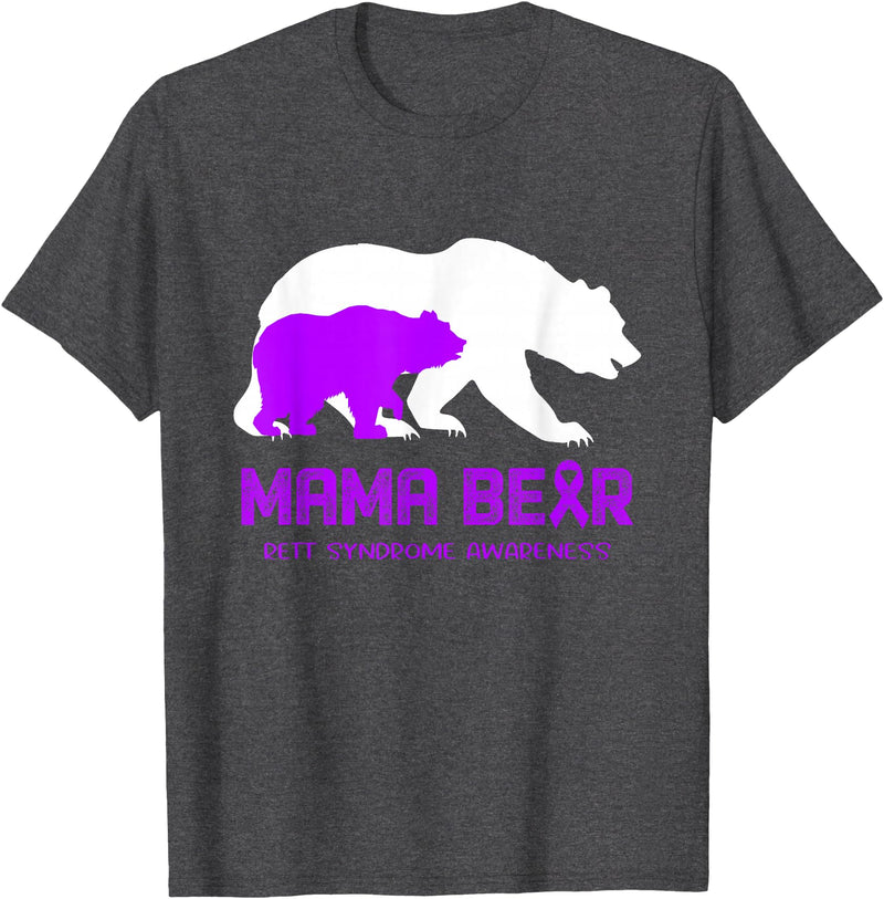 Rett Syndrome Awareness T-Shirt Mama Bear Rett Syndrome Awareness Shirt For Women Men T-Shirt - Dark Heather Grey