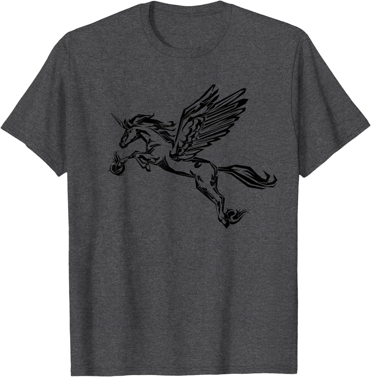 Mythical creature mythical animal unicorn with Alicorn winged unicorn pegasus horse wings mythical animal T-Shirt - Dark Heather Grey