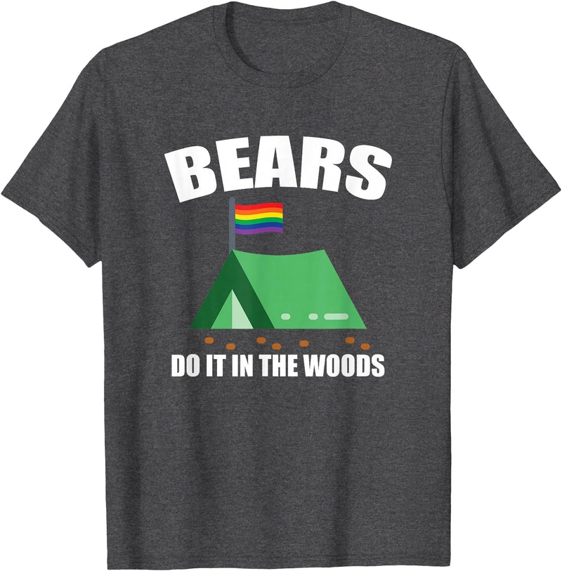 Gay Camping Bears LGBT Funny Gay Camping LGBT Pride Bears T-Shirt - Dark Heather Grey