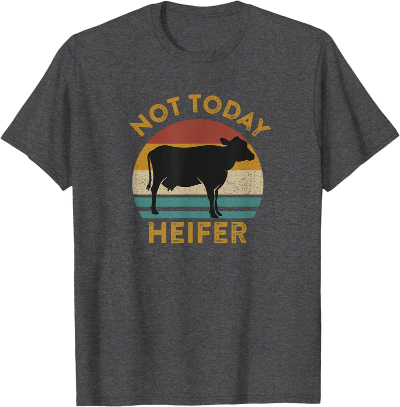 Not Today Heifer Gift for Meme Lovers Not Today Heifer Vintage Cow Funny Slang Phrase Viral Meme T-Shirt - Dark Heather Grey