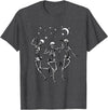 Skeleton Dancing Under The Moon Funny Happy Halloween T-Shirt - Dark Heather Grey