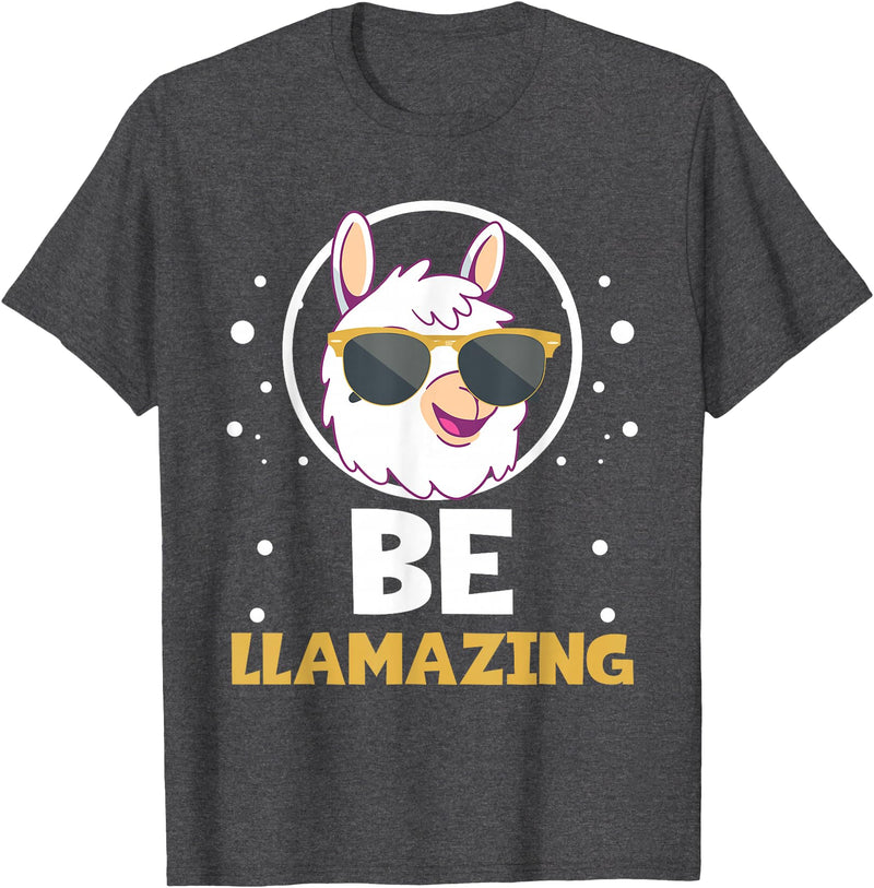LLama Squad Shirts and Gifts Cute Amazing Llama Pun Be Llamazing Llama Lover T-Shirt - Dark Heather Grey