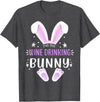 I'm the Wine Drinking Bunny Easter Day Family Matching Style T-Shirt in Dark Heather Grey