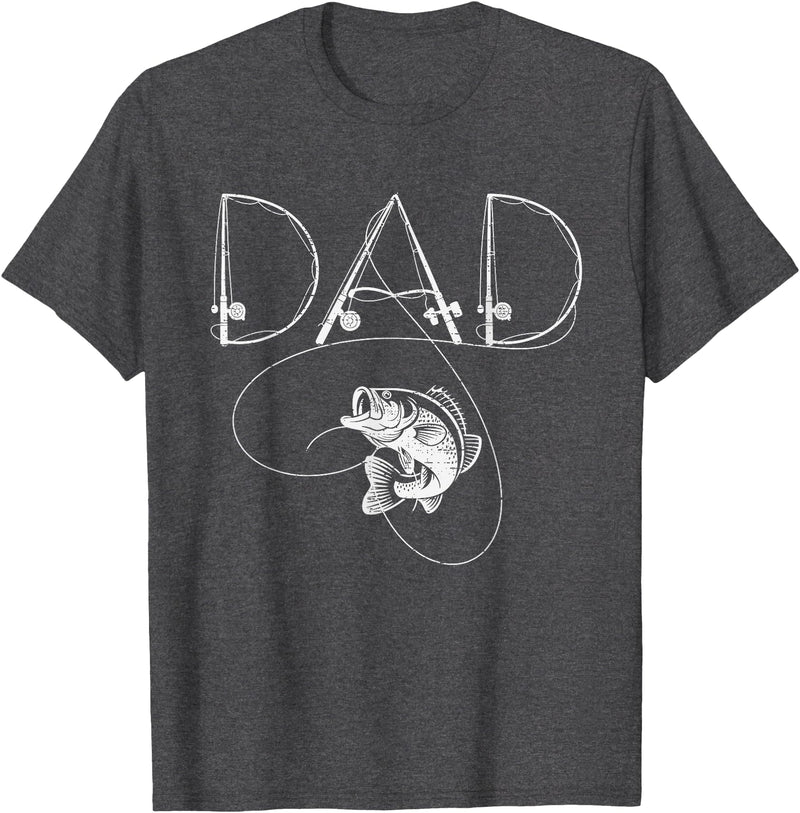 Fishing shirts for Men Women Kids Fishing Dad Rod Fisherman Fish Lover Daddy Father's Day Mens T-Shirt - Dark Heather Grey