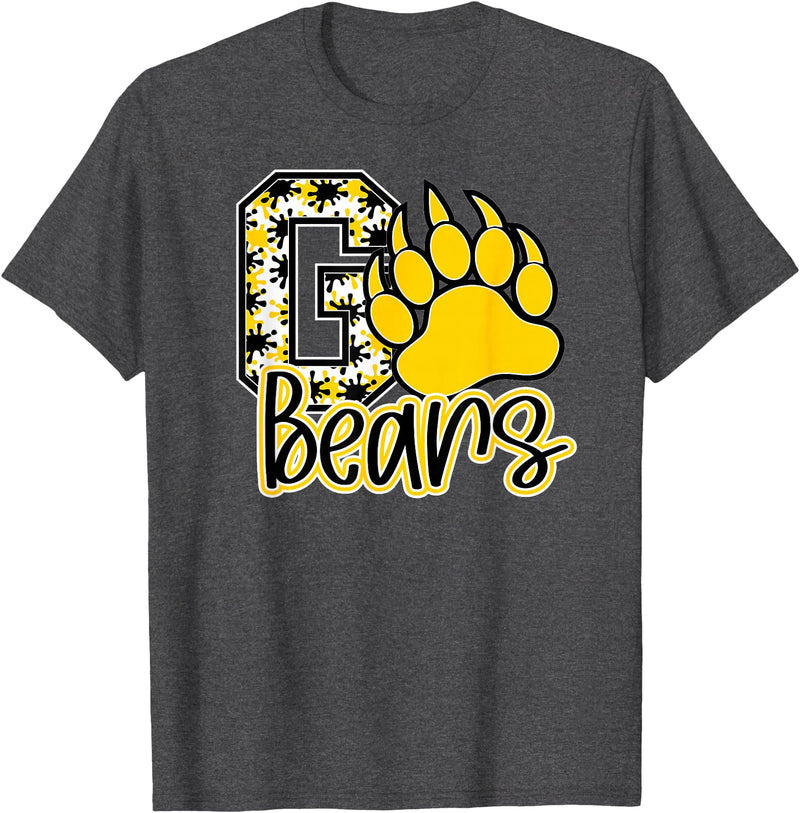 BEARS SPIRIT TEES CO School Spirit Go Bears Mascot Womens Youth Girls Kids T-Shirt - Dark Heather Grey