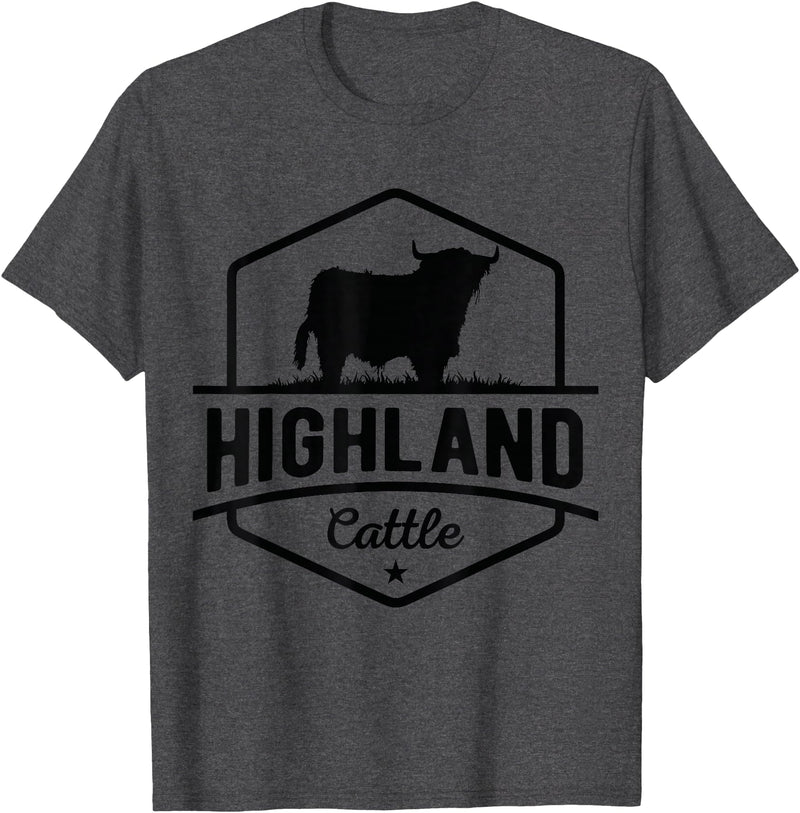 Farm Highland Cow Men Cattle Clothing Agriculture Scottish Highland Cow for Cattle Farmers T-Shirt - Dark Heather Grey