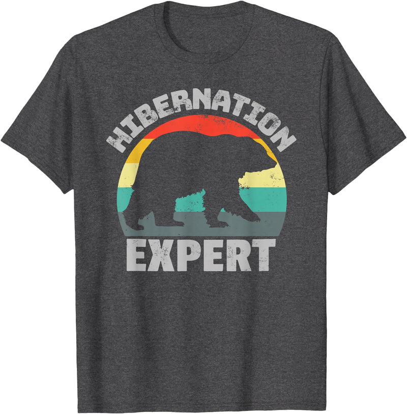 For Those Who Hate Winter Hibernation Bear Expert - Retro Funny Winter T-Shirt - Dark Heather Grey