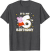 Peppa Pig It's My 6th Birthday Holiday Stars Celebration T-Shirt - Dark Heather Grey