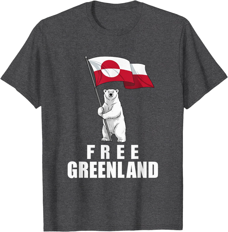 Free Greenland Shirts For Men Women Free Greenland Bear with Flag Greenlanders Kalaallit T-Shirt - Dark Heather Grey