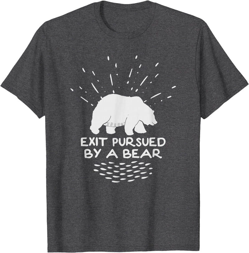 Funny Winter Tees Exit Pursued By a Bear - Funny Shakespeare - Winter Shirt T-Shirt - Dark Heather Grey