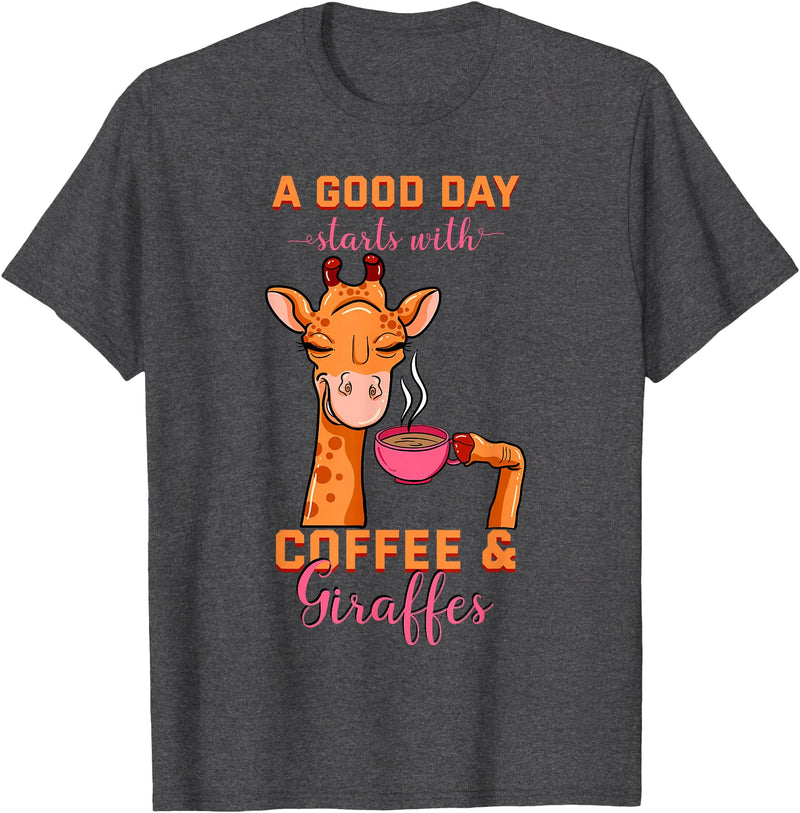 Cute Coffee Giraffe Apparel Coffee Giraffe Mug Animal Cappuccino Espresso Beans Gift T-Shirt - Dark Heather Grey