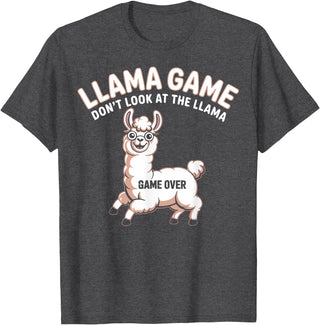 The Llama Game Funny T-Shirt - Dark Heather Grey