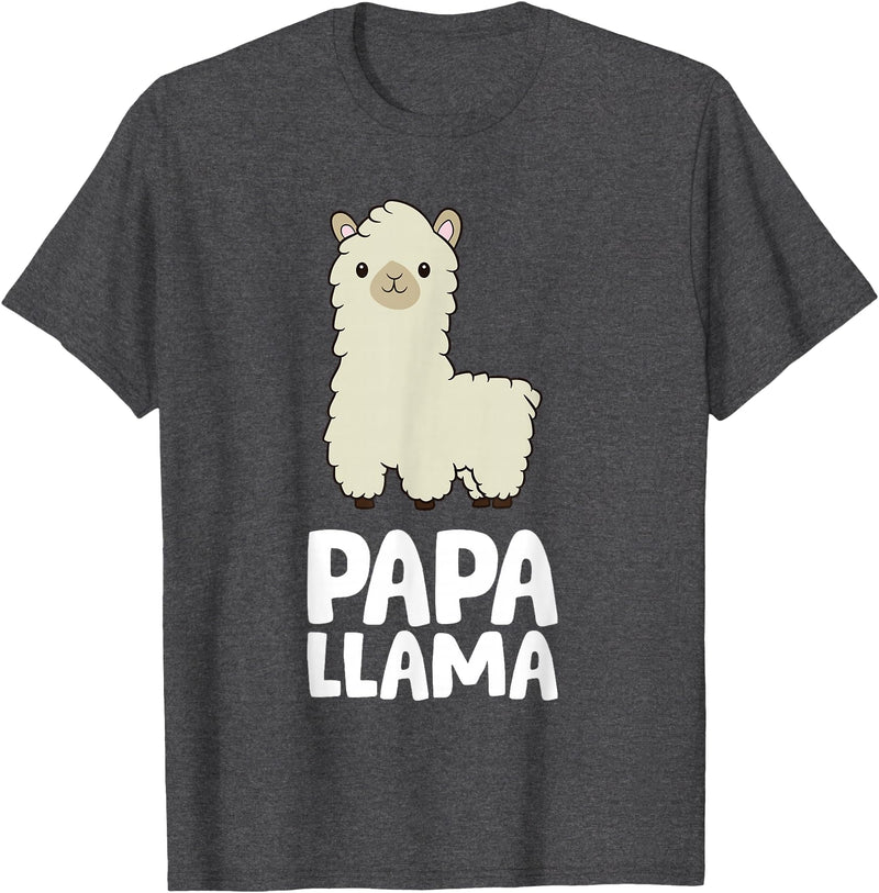 Llama Mama And Llama Papa Gifts Daddy Llama Men Boys Llama Gift Papa Llama T-Shirt - Dark Heather Grey