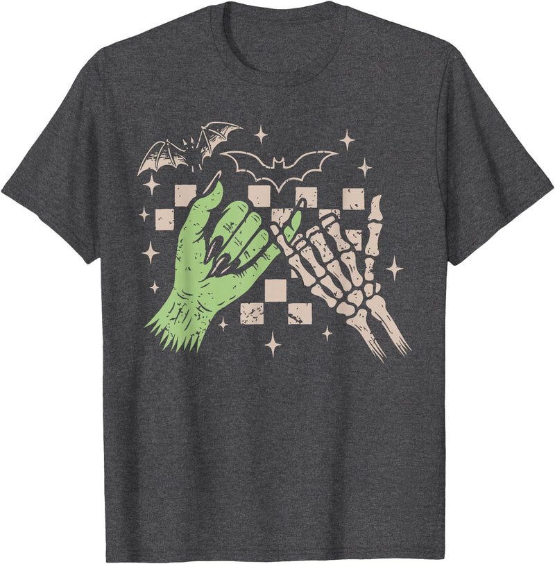 Halloween Vibes Funny Skeleton Hand Spooky Season T-Shirt - Dark Heather Grey