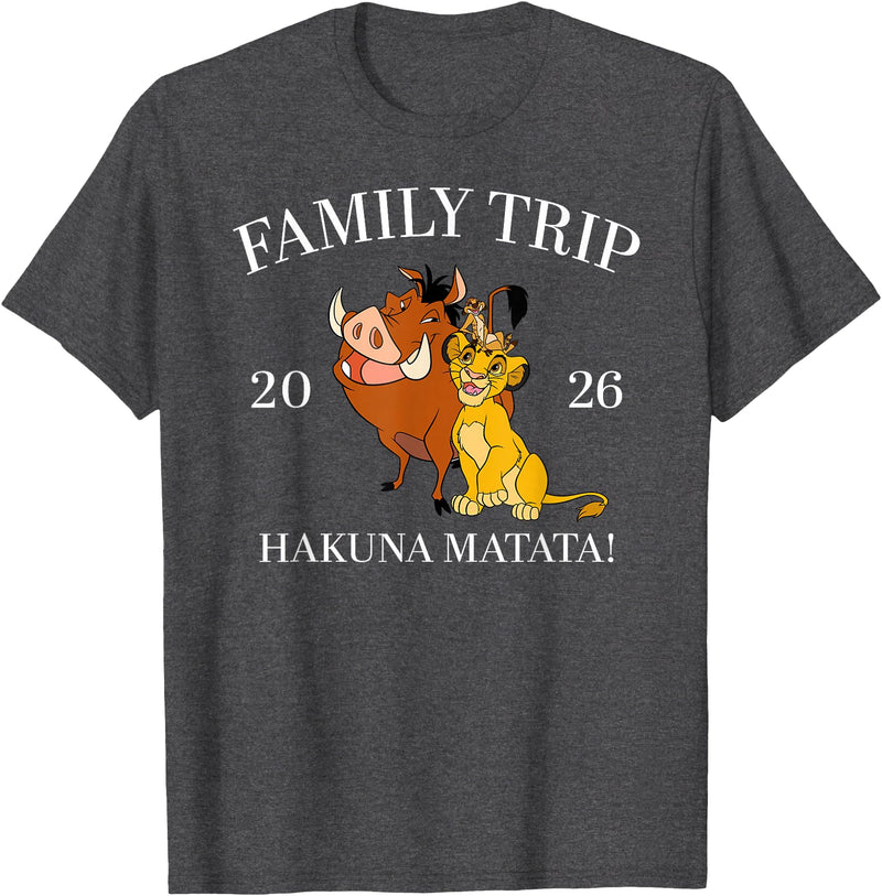 Disney The Lion King Family Trip 2026 Hakuna Matata! Trio T-Shirt - Dark Heather Grey