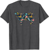 Cow Floral Silhouette Cattle Farm Lover Floral Cow Silhouette Womens Girls Cow Farm Animal T-Shirt - Dark Heather Grey