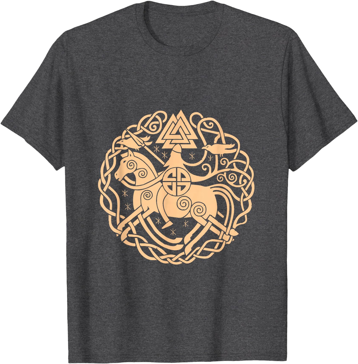 Thor Scandinavia Axe Celtic Raven Runes Norway Viking Symbols Horse Valhalla Scandinavia Raven Gift T-Shirt - Dark Heather Grey