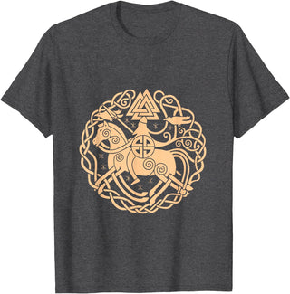 Thor Scandinavia Axe Celtic Raven Runes Norway Viking Symbols Horse Valhalla Scandinavia Raven Gift T-Shirt - Dark Heather Grey