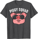 Cool Lucky Swine Fans Party Girl Boy Pork Team Art Piggy Squad | Cute Pig Farmer Animal Lovers Funny Farm Gift T-Shirt - Dark Heather Grey